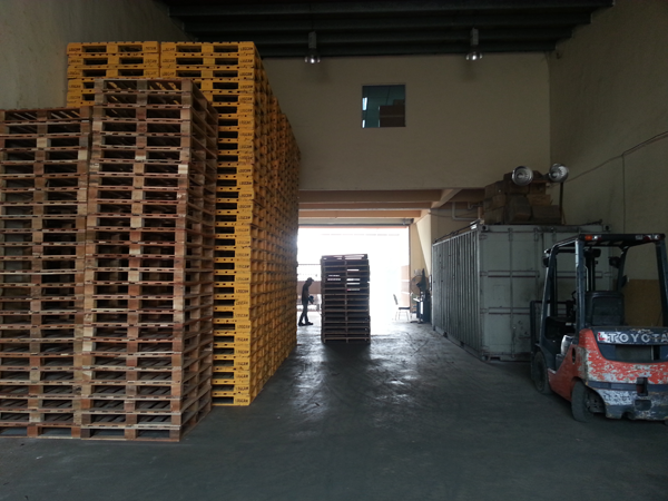 Pallets are transported